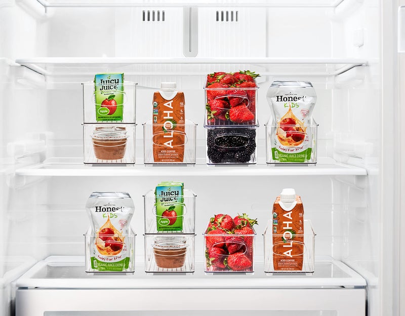 Sorbus Stackable Refrigerator Organizer Bins - Clear Storage Bins for Kitchen Pantry, Freezer & Fridge Organization - Food Organizing Plastic Containers with Handles for Countertops & Drawers (4 Pack) - Image 2